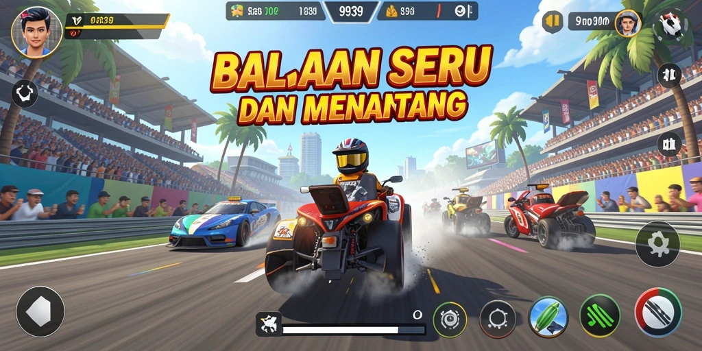 Tangkapan layar gameplay <strong>9939</strong> yang menunjukkan aksi balapan seru.