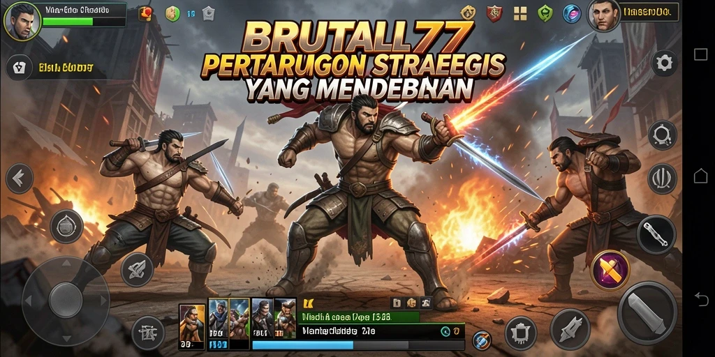 Screenshot menunjukkan aksi pertempuran seru di BRUTAL77.