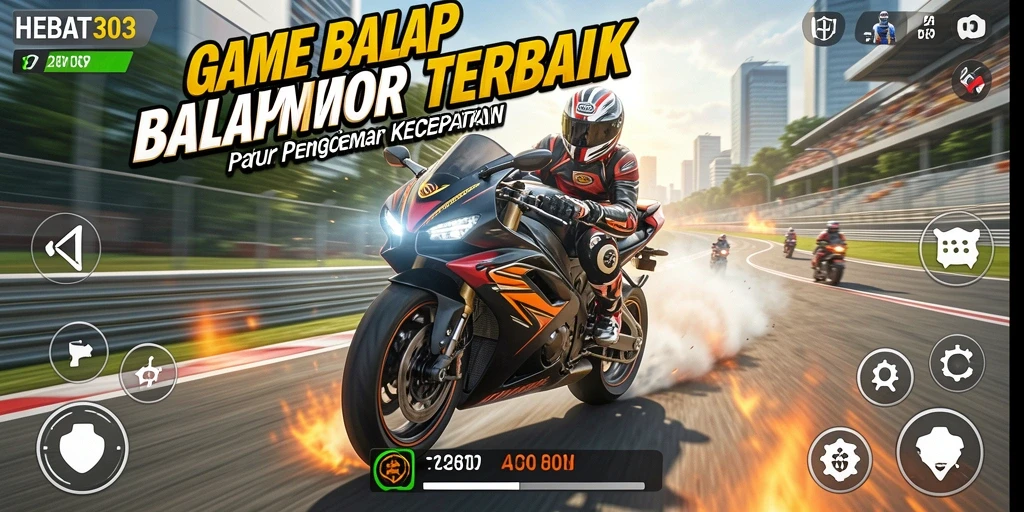 Tampilan gameplay HEBAT303 yang mendebarkan dengan aksi balap motor.