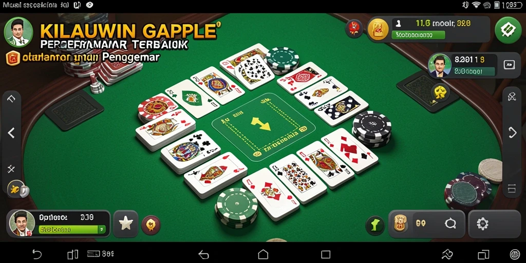 Screenshot gameplay KILAUWIN dengan kumpulan kartu Gaple.