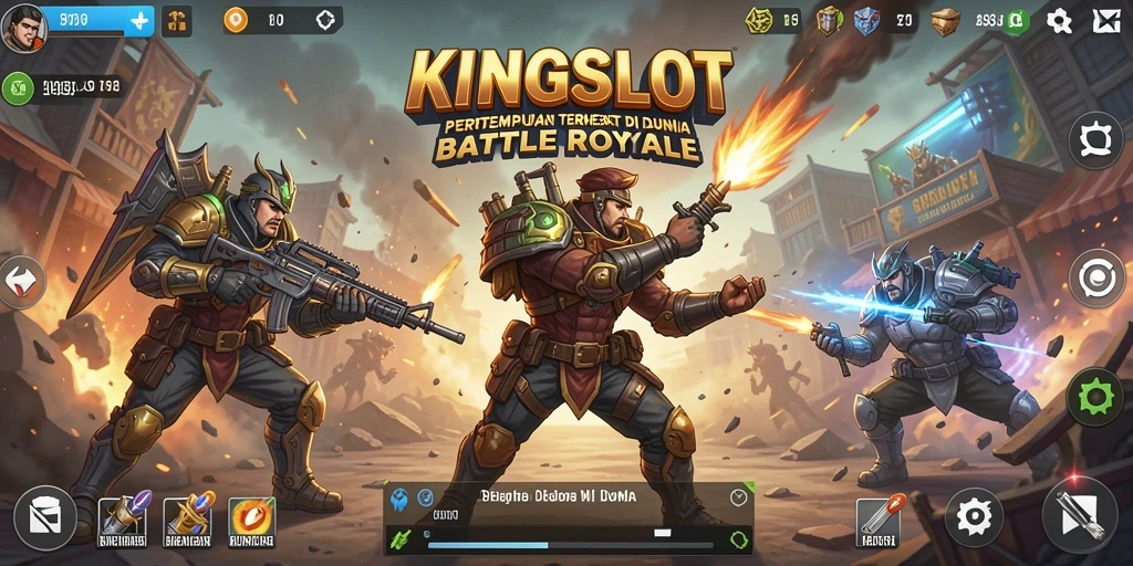 Gameplay seru KINGSLOT dalam pertempuran Battle Royale.