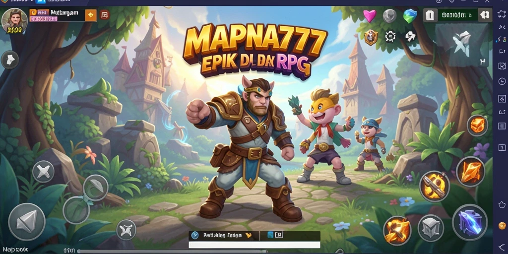 Screenshot gameplay MAPNA777 menampilkan pertempuran seru di dunia RPG.