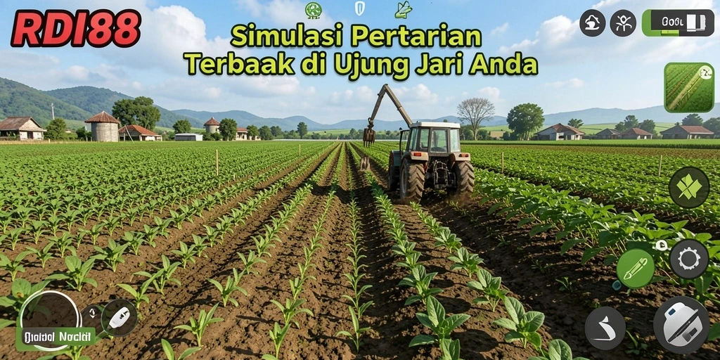 Tampilan gameplay RDI88 dengan elemen pertanian yang kaya dan interaktif.