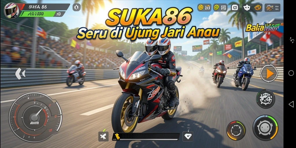 Gameplay balapan motor yang mendebarkan dan penuh adrenalin.